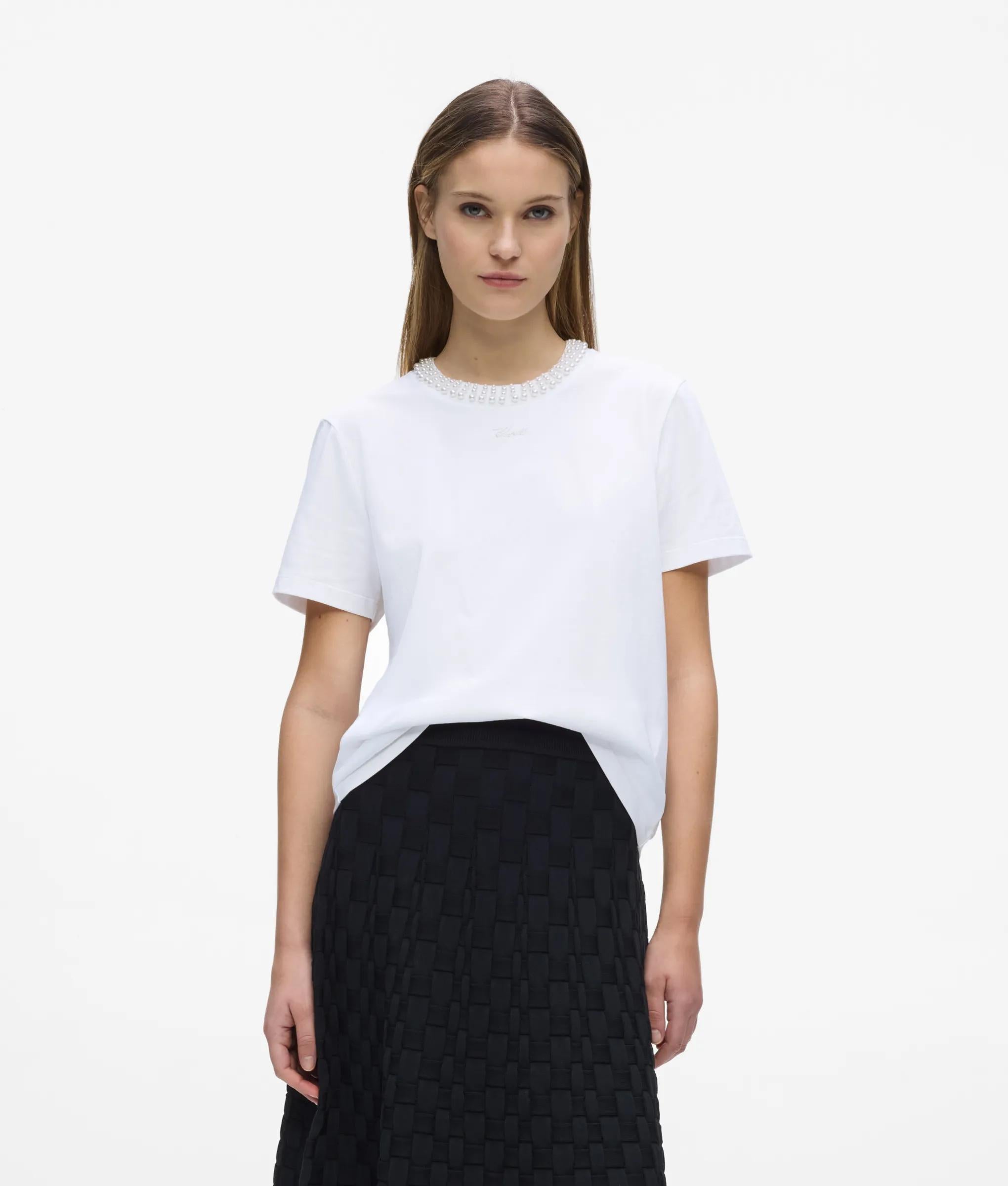T-shirt met imitatieparels