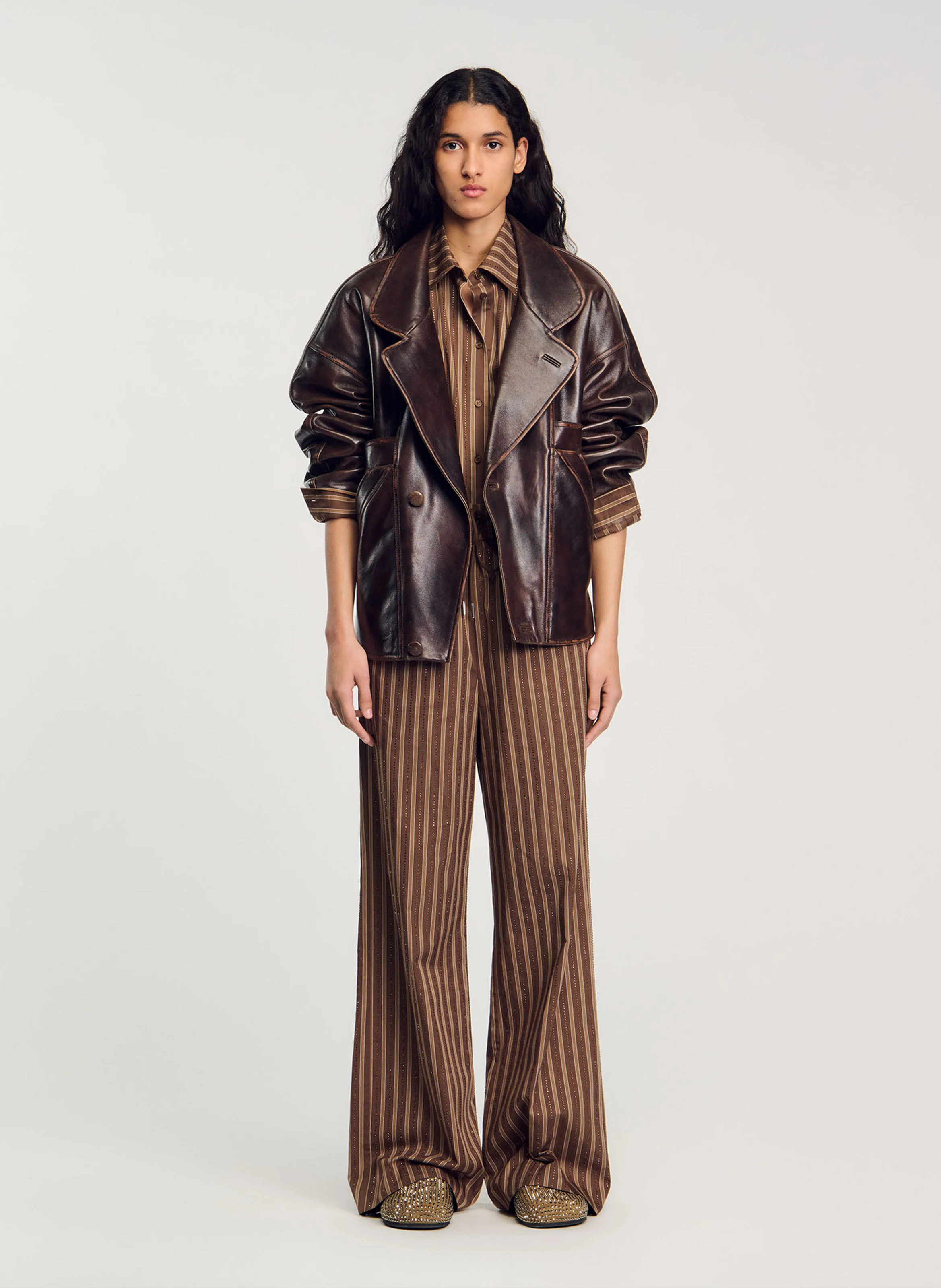 Chemise col classique en coton| Marron