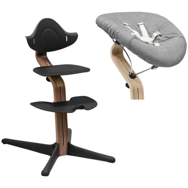 STOKKESTOKKE   Nomi Walnut Stuhl inkl. Newborn Set black grey sand