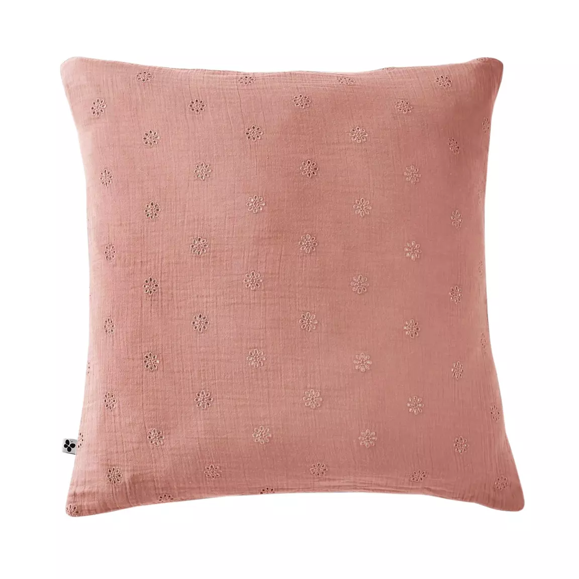Taie d'oreiller carrée gaze de coton (60 x 60 cm) Gaïa Boho Rose pêche