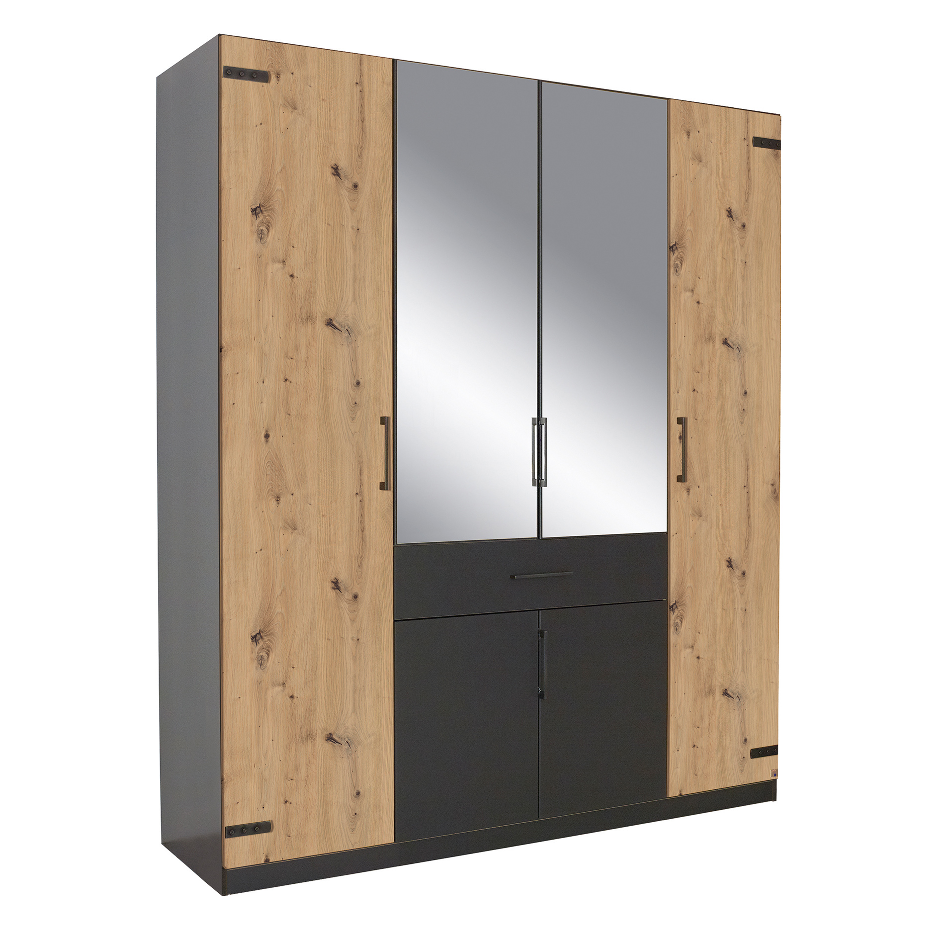 Drehtürenschrank - Eiche Artisan-graumetallic - 181 cm