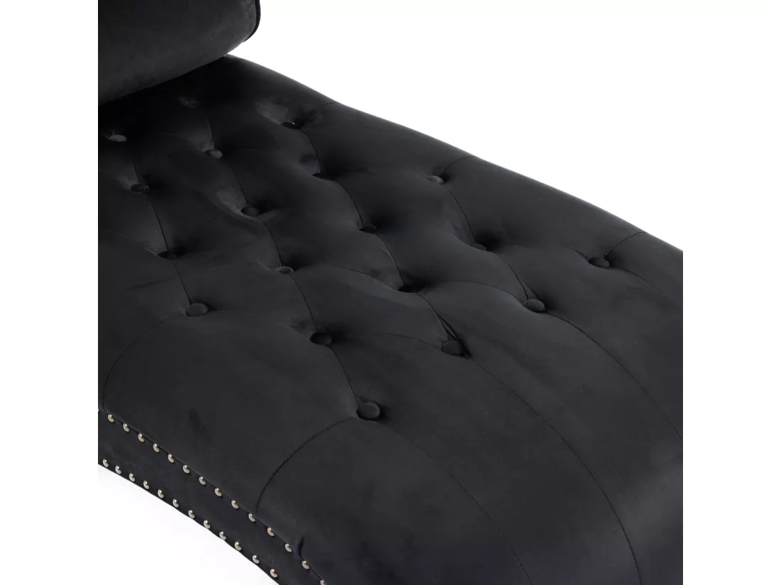 Fauteuil inclinable, surface avec points de traction et côtés avec clous en cuivre. Avec coussin lombaire - 140x87x63,5cm - Noir