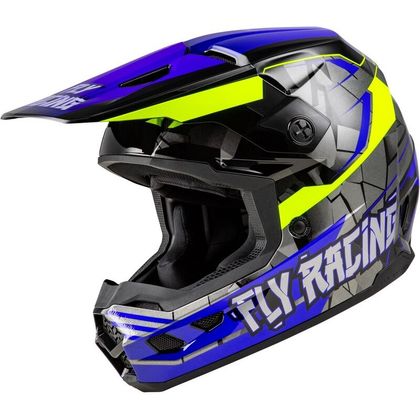 Casque cross Fly KINETIC - SCORCHED - ENFANT - Bleu / Bleu