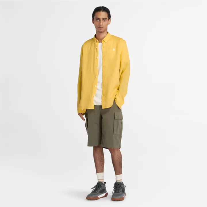 Chemise en lin Mill Brook pour homme en jaune