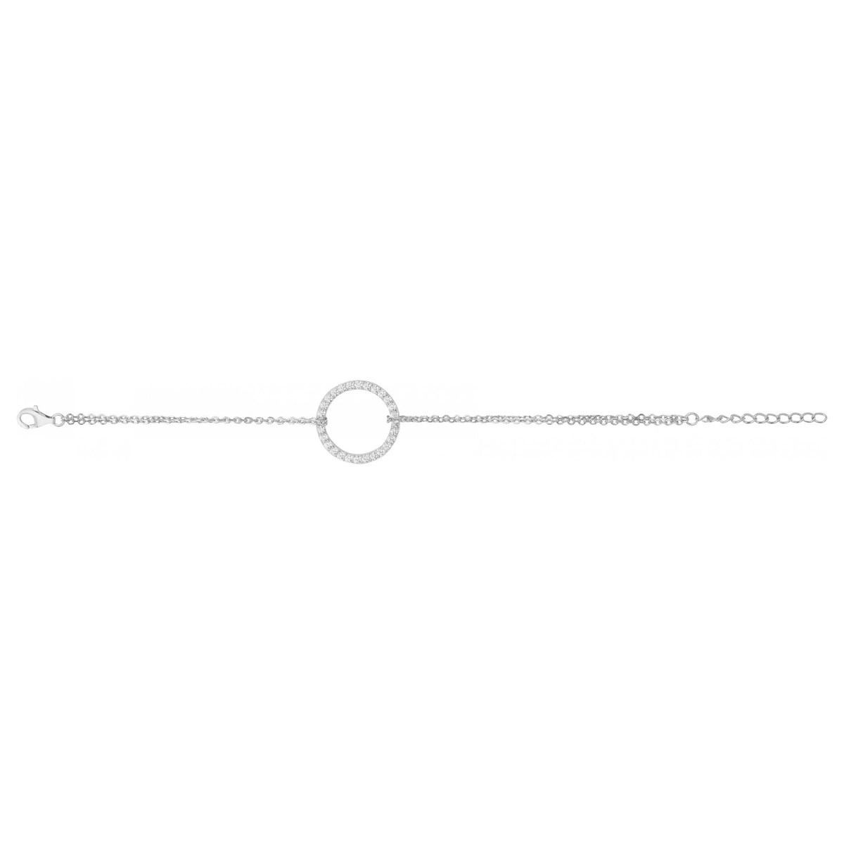 Bracelet souple mono-motif en Argent avec oxyde de zirconium blanc
