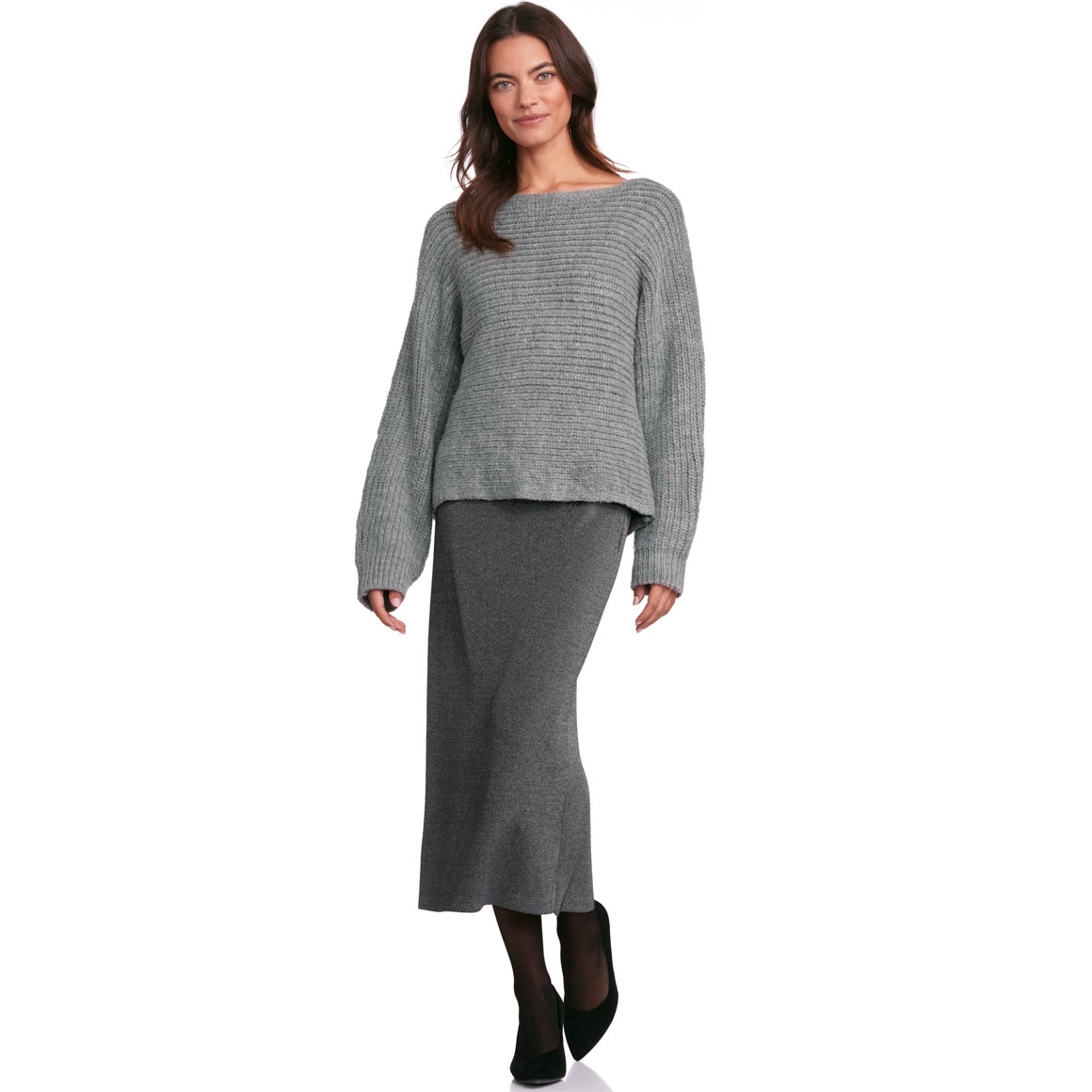 Jonas Nielsen Damen Strickpullover im Basic-Look grau