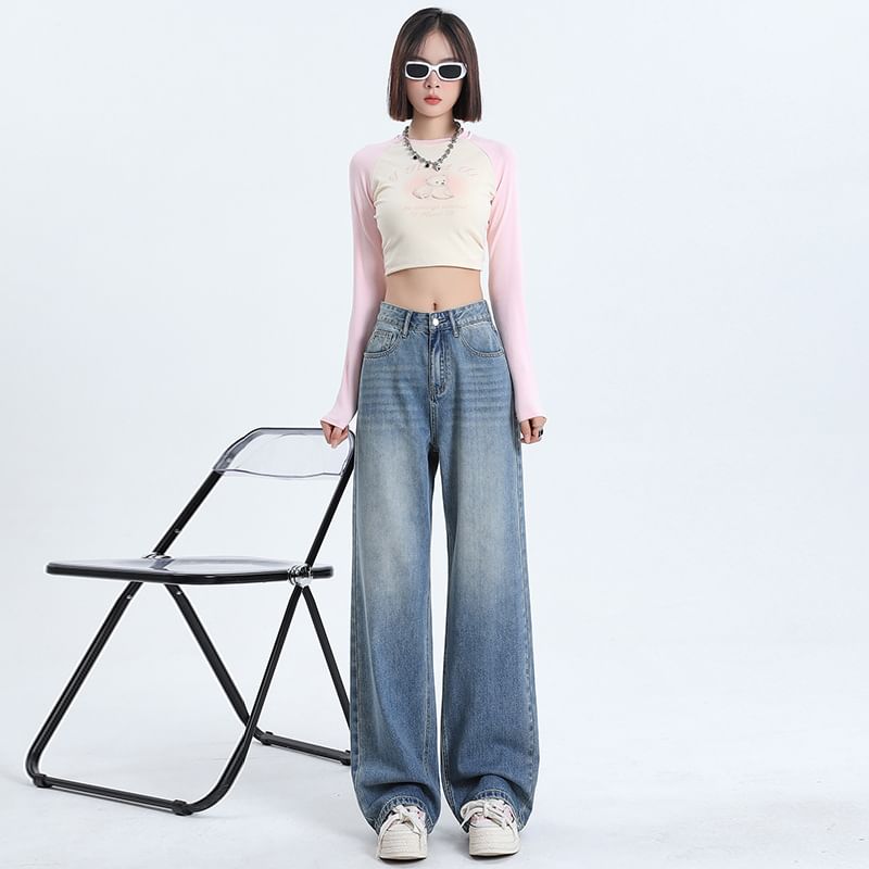Litoya - Low Rise Washed Wide Leg Jeans (diverse designs)