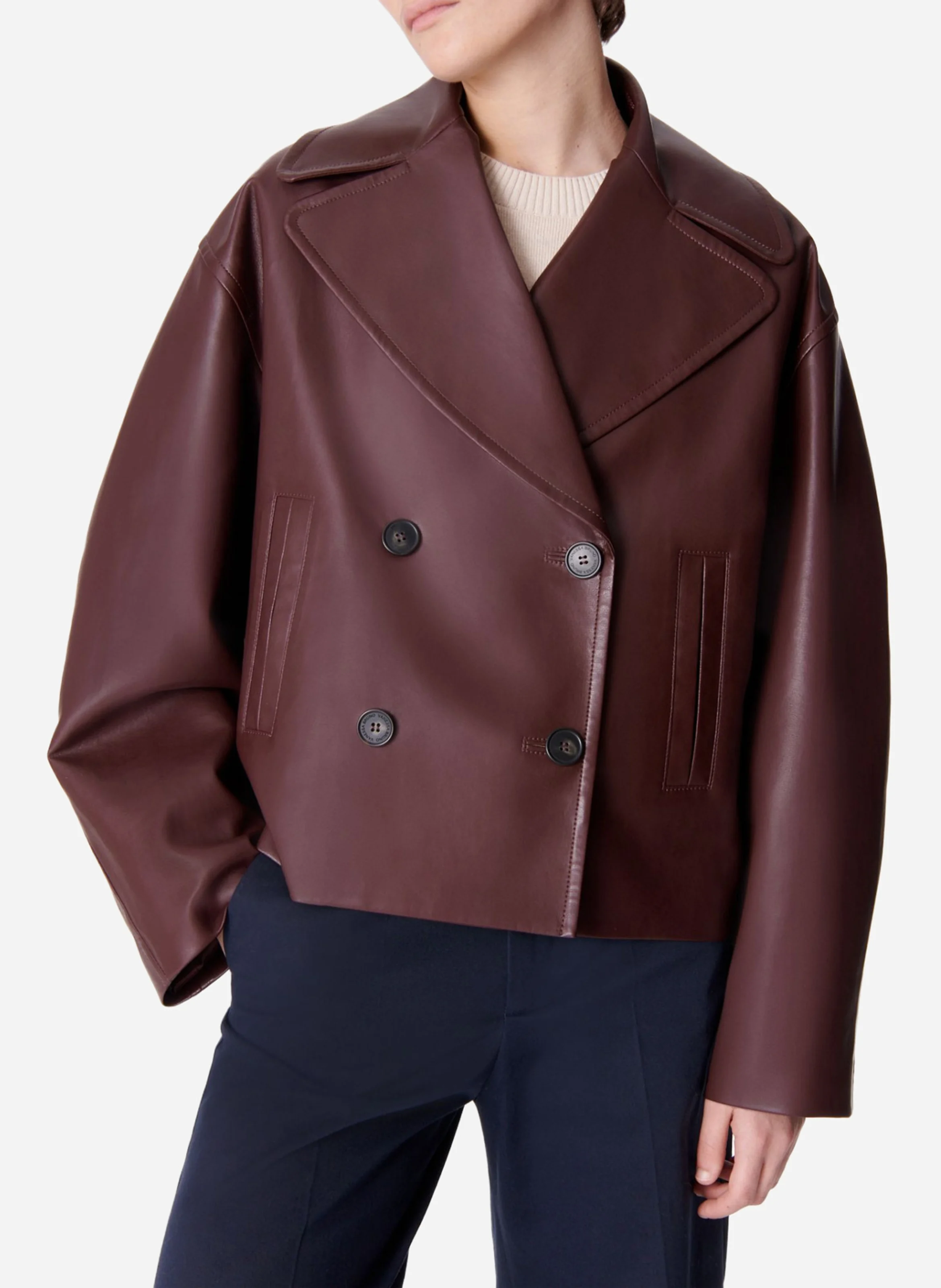 CARLIN - Manteau oversize court boutonné | Rouge