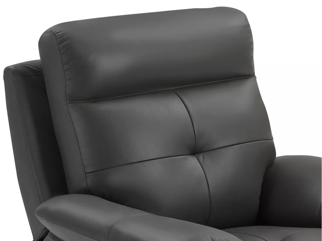 Canapé 3 places et fauteuil relax en cuir gris VINETA