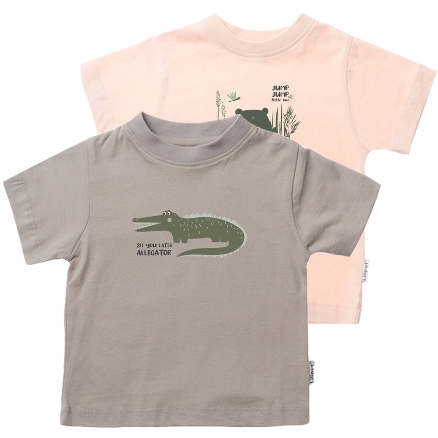 Liliput T-Shirts im 2er Pack Krokodil oliv-rosa