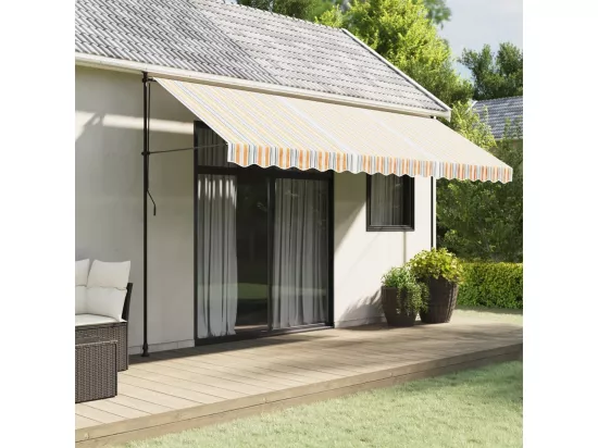 Tissu de remplacement pour auvent rayures multicolores 4,5x3,5m