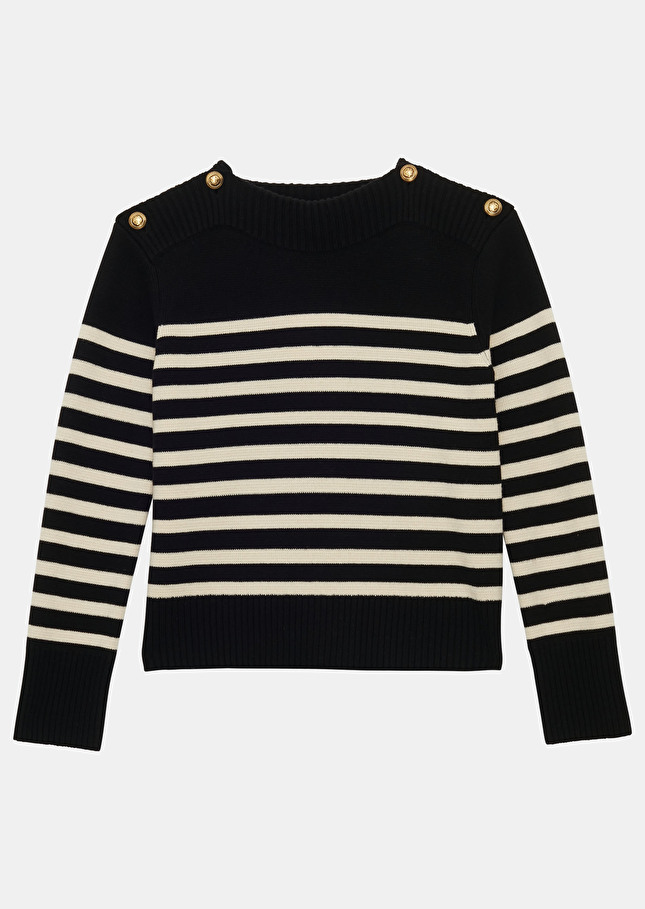 Pull Poetenoir marinière en laine