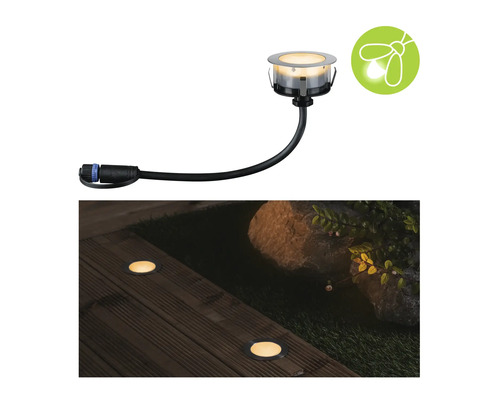 Paulmann Plug & Shine LED-vloerinbouwlamp, enkelvoudig, insectenvriendelijk, 2W, 90 lm, 2200 K, zilver, 230/24 V