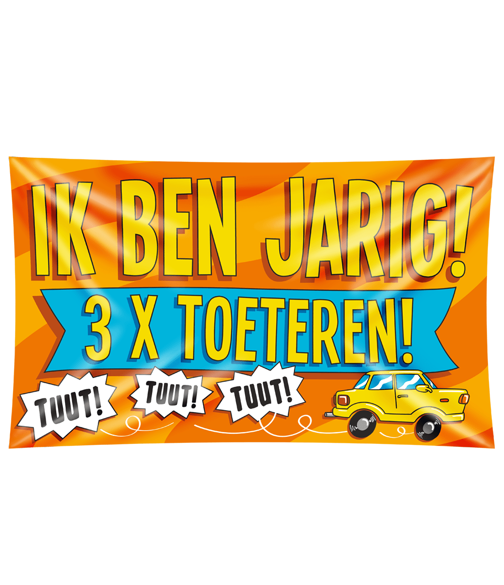 Gevelvlag Ik Ben Jarig 3x Toeteren! 1,5m