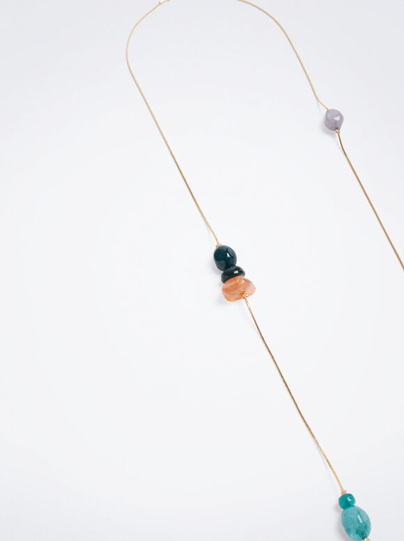 Colar multicolorido com resina - Multicolorido
