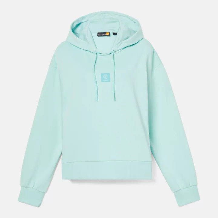 Sweat à capuche à envers bouclé pour femme en bleu clair