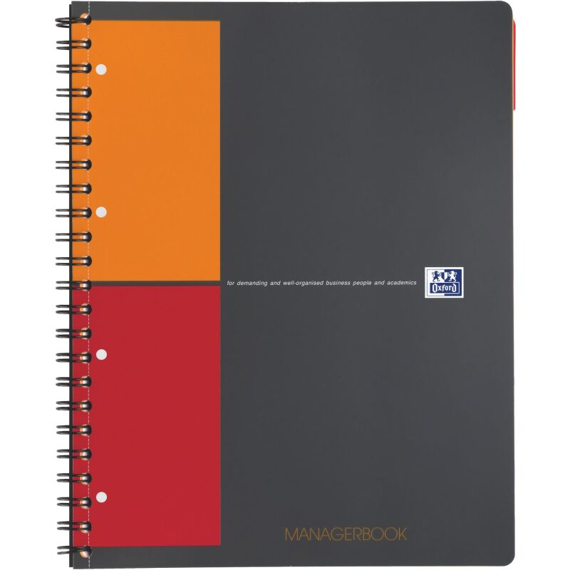 Cahier spirale Oxford International Managerbook A4+ 23 x 29,7 cm - blanc ligné - 160 pages