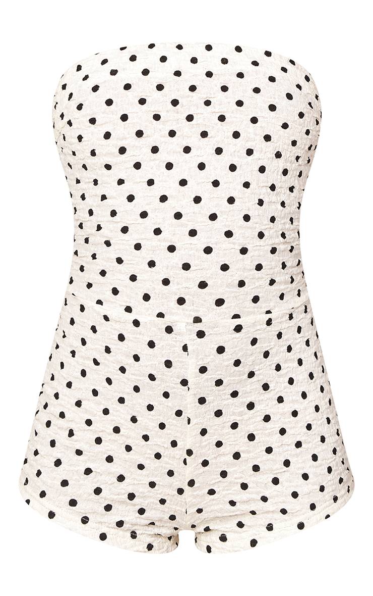 Blanc Combinaison-short Bandeau Texturée À Pois