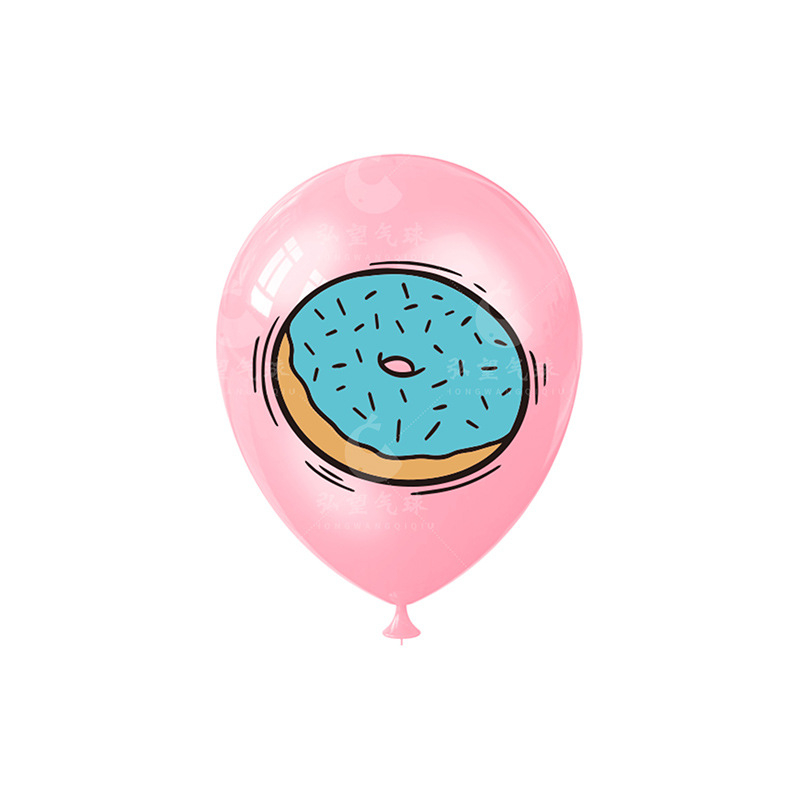 (16er Set) Party Ballons Donut Latex Luftballons - Grün / Pink / Weiss / Gelb