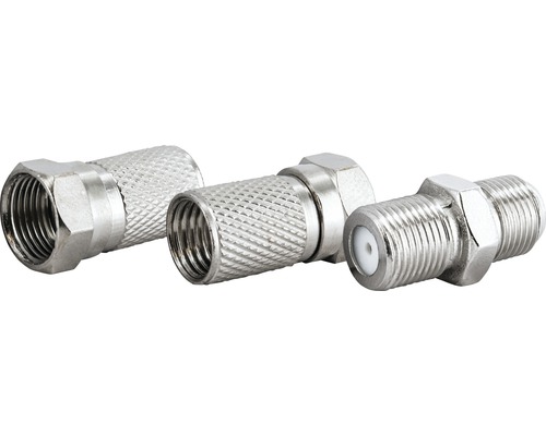 Coaxiale set, 3-delig: 2x F-connectoren/1x F-connector, zilver, Schwaiger KVBS70531