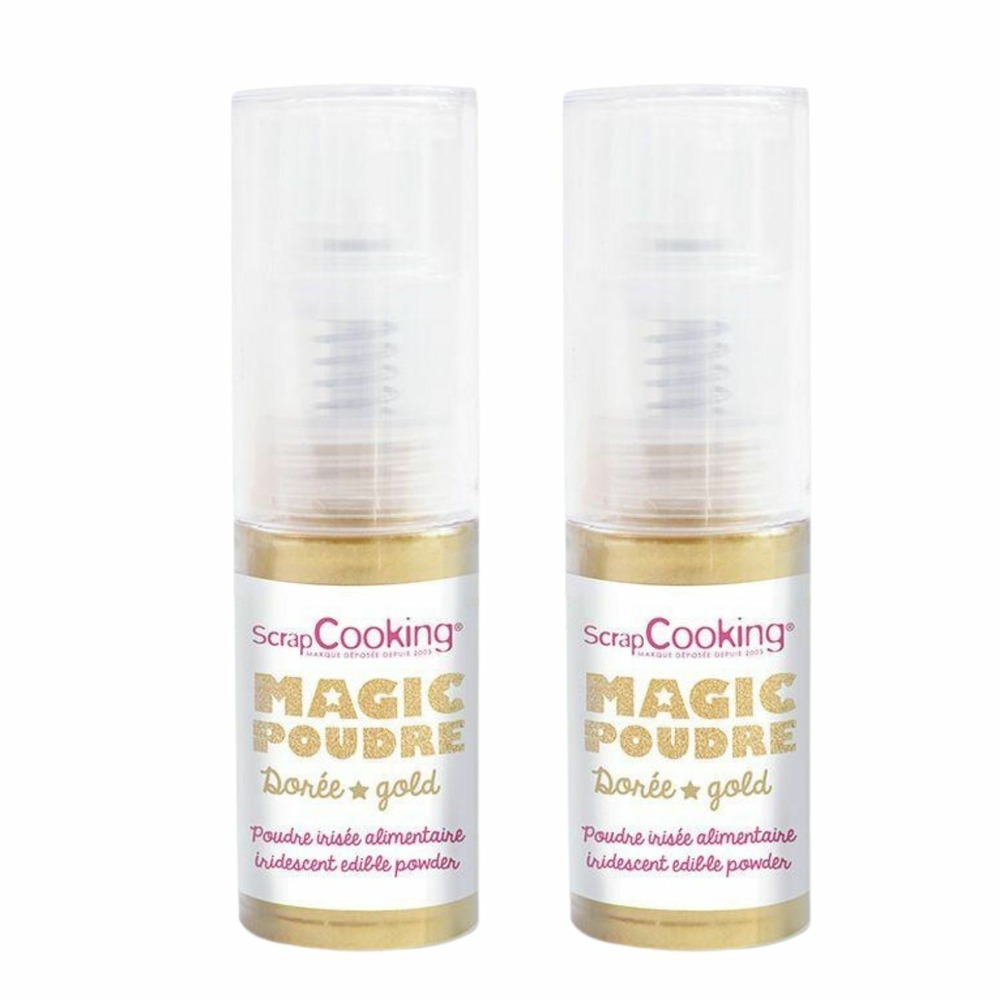 2 sprays de poudre alimentaire irisée dorée