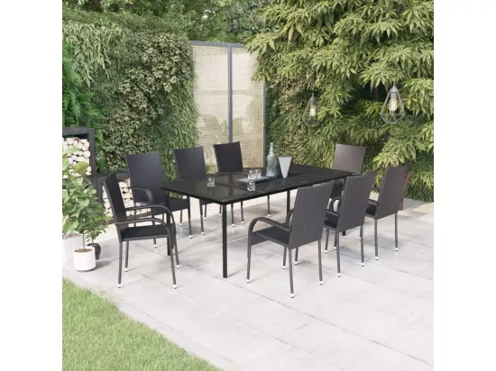Ensemble à manger de jardin 9 pcs Noir