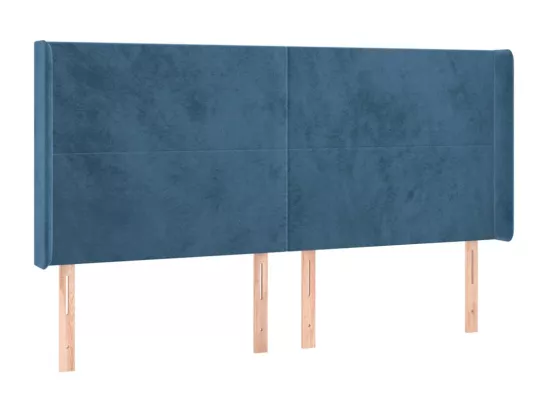 Sommier tapissier matelas et LED Bleu foncé 180x200 cm Velours