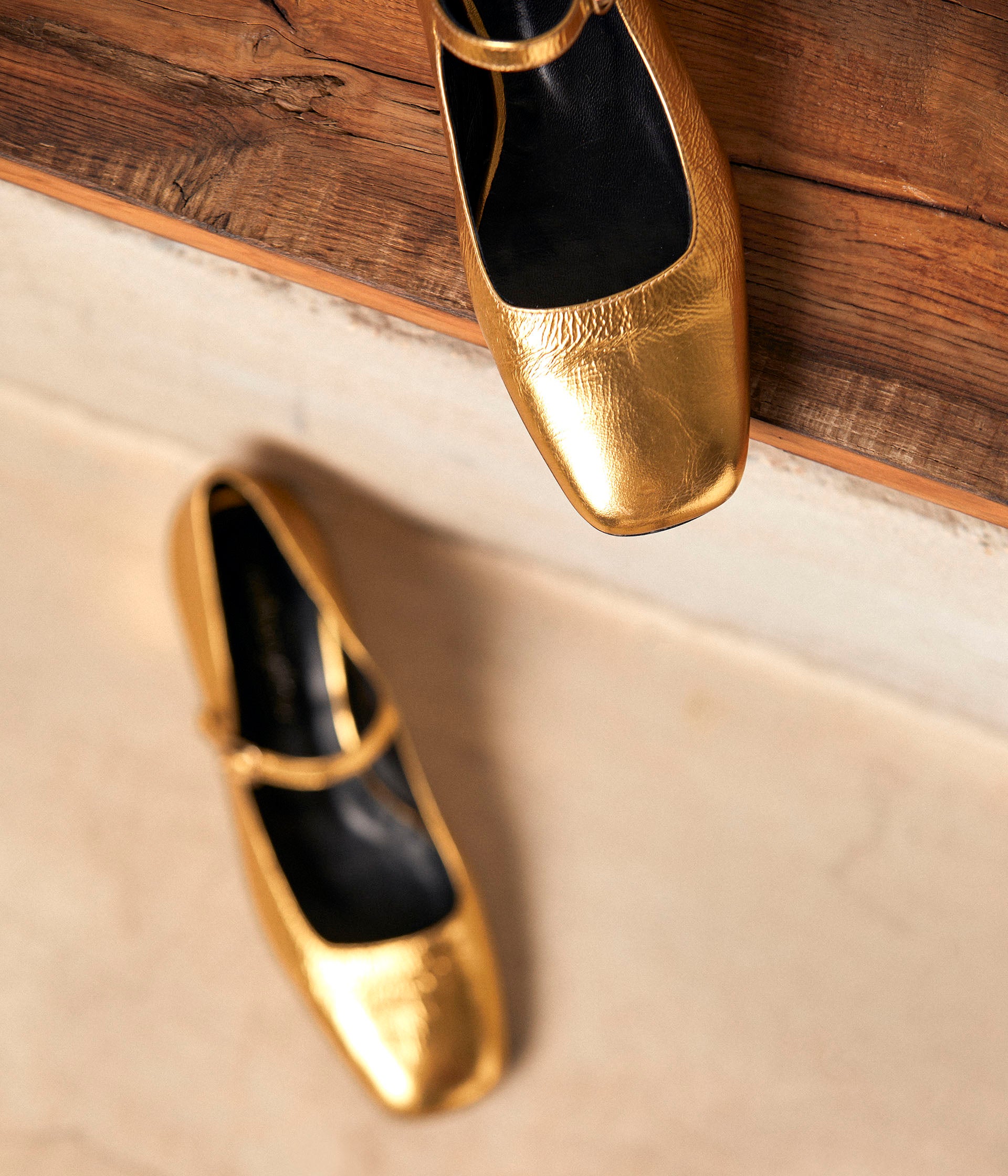 Ballerines dorées cuir Brenda