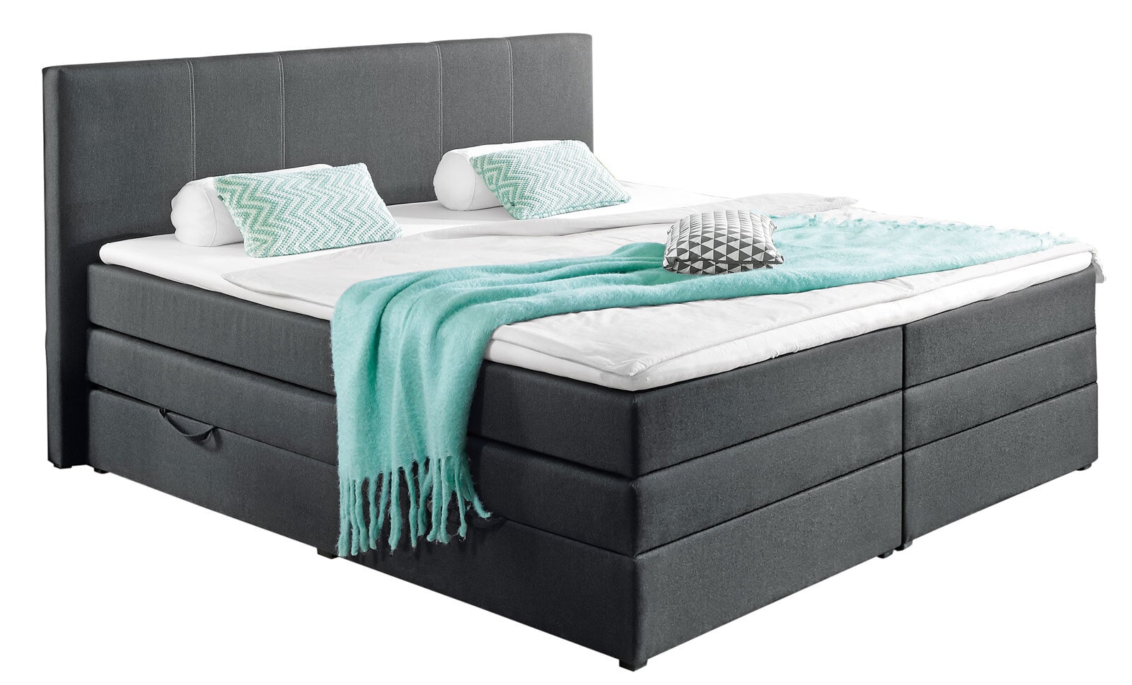 Boxspringbett Vegas Stoffbezug Anthrazit Bonellfederkernca. 180 x 200 cm
