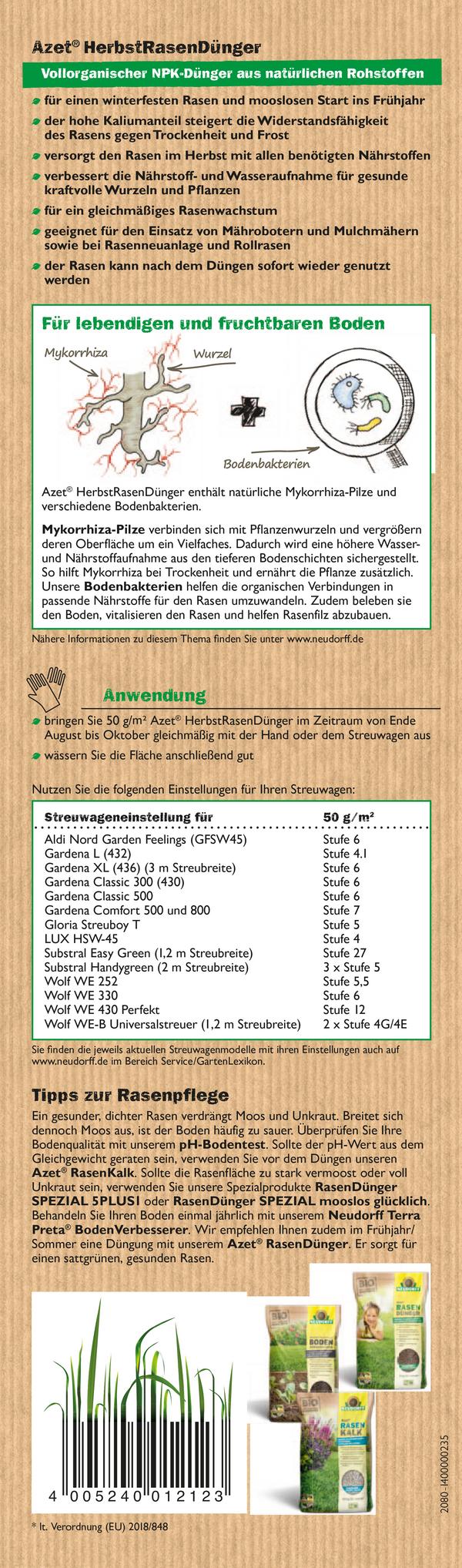 Neudorff Azet® Herbst-Rasendünger, 10 kg