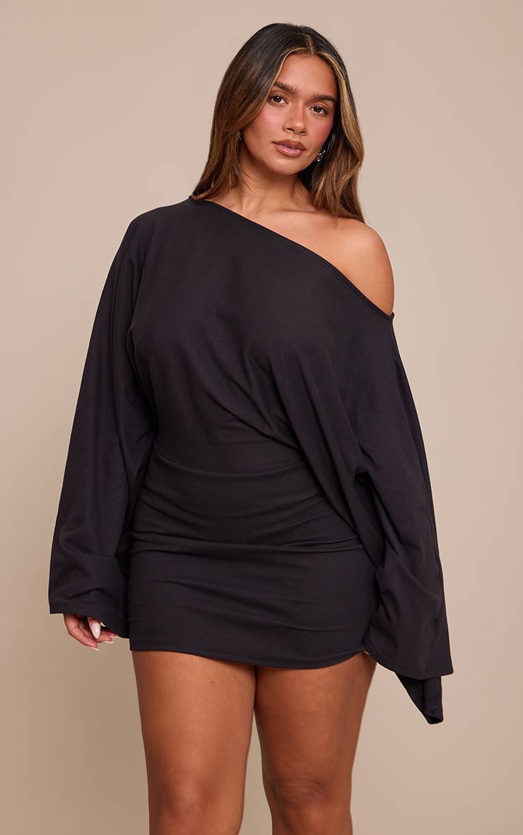 Noir Robe Épaules Dénudées Ajustée Toucher Doux
