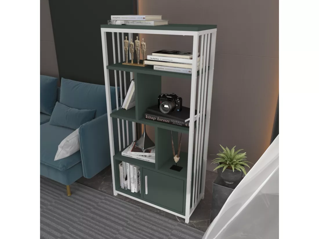 Bibliothèque en métal Valero avec placard (Vert et Blanc)