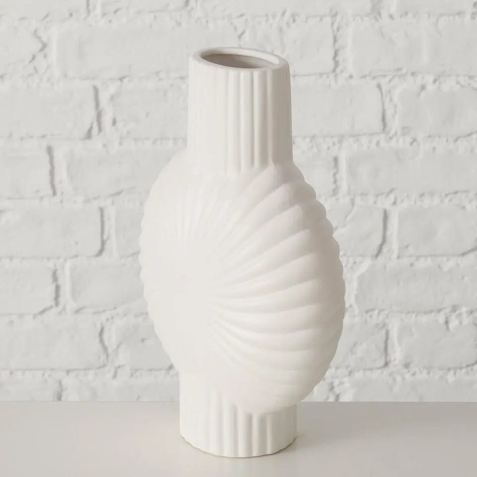 Boltze Bloemenvaas Venice - wit - keramiek - D20 x H28 cm