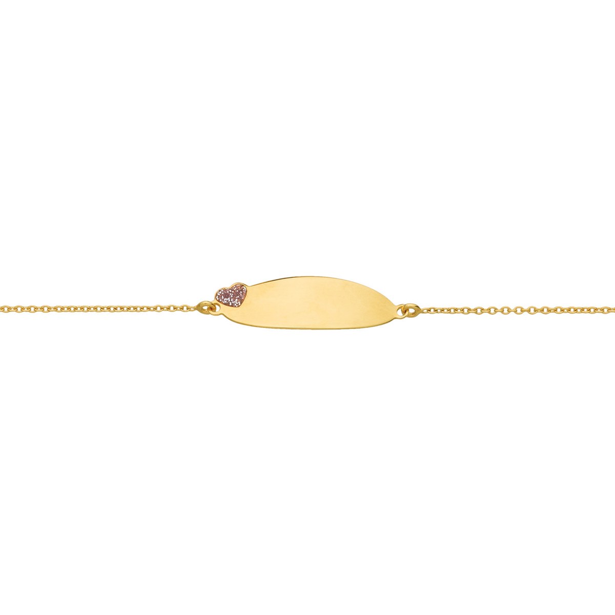 Gourmette fille Brillaxis or jaune 9K coeur rose