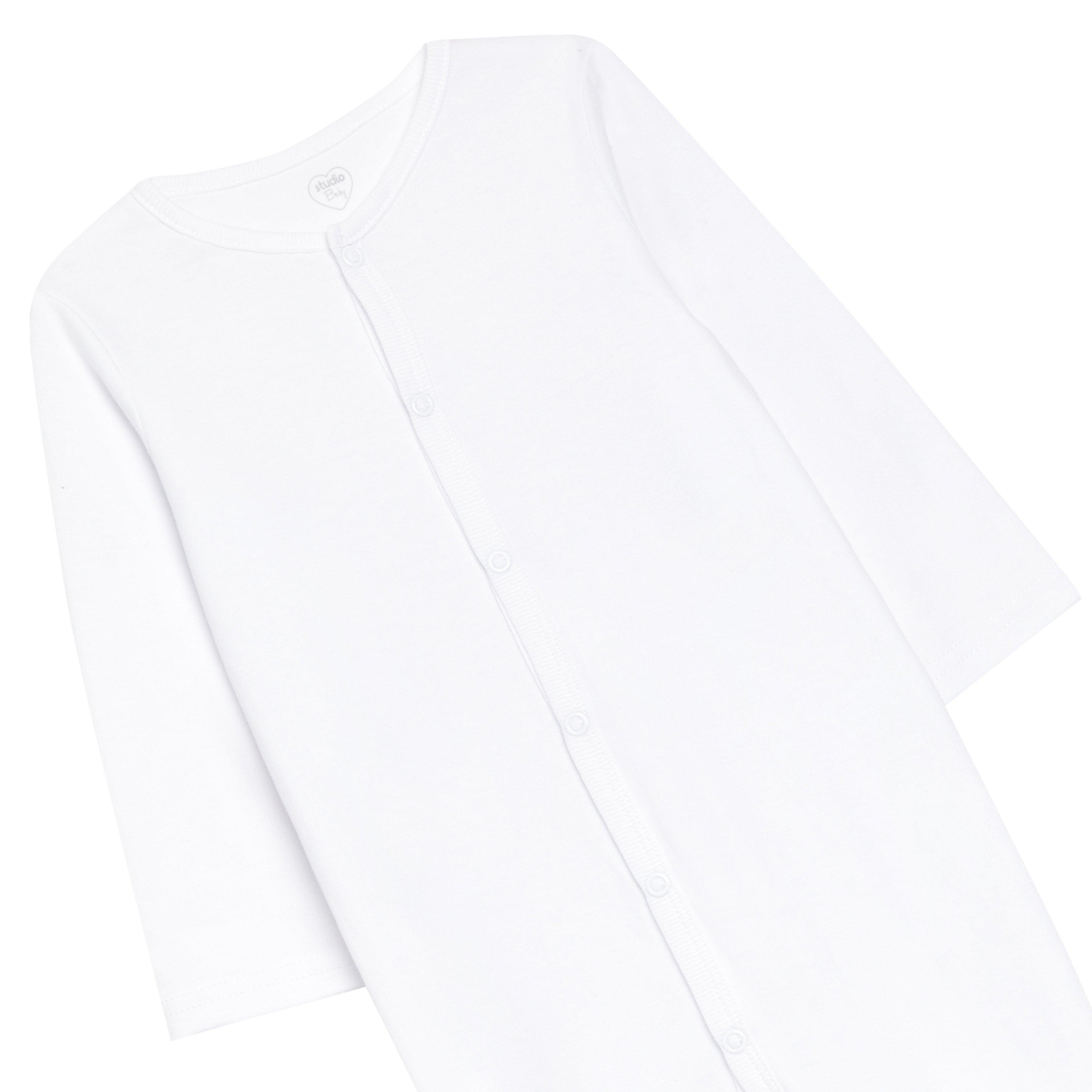 Hello World Baby Unisex Pack of 5 Long Sleeve White Sleepsuits