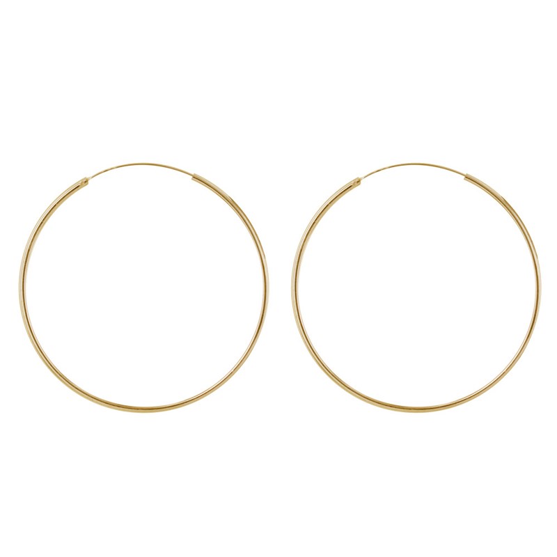 Boucles d'Oreilles Plaqué Or Fines Créoles 4cm