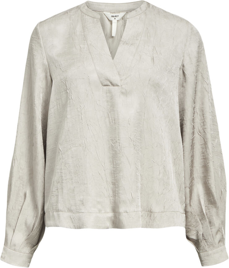 Object OBJJOHNSON RE L/S V-NECK TOP NOOS Silver gray/col