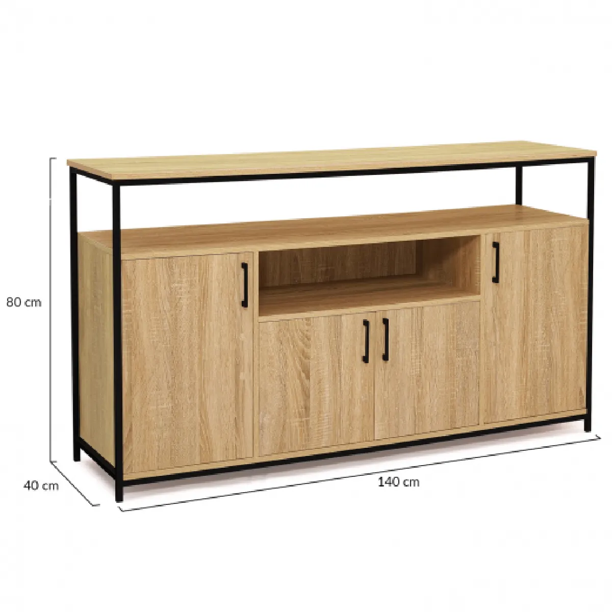 Idmarket market Buffet 4 Portes Detroit - 140 cm
