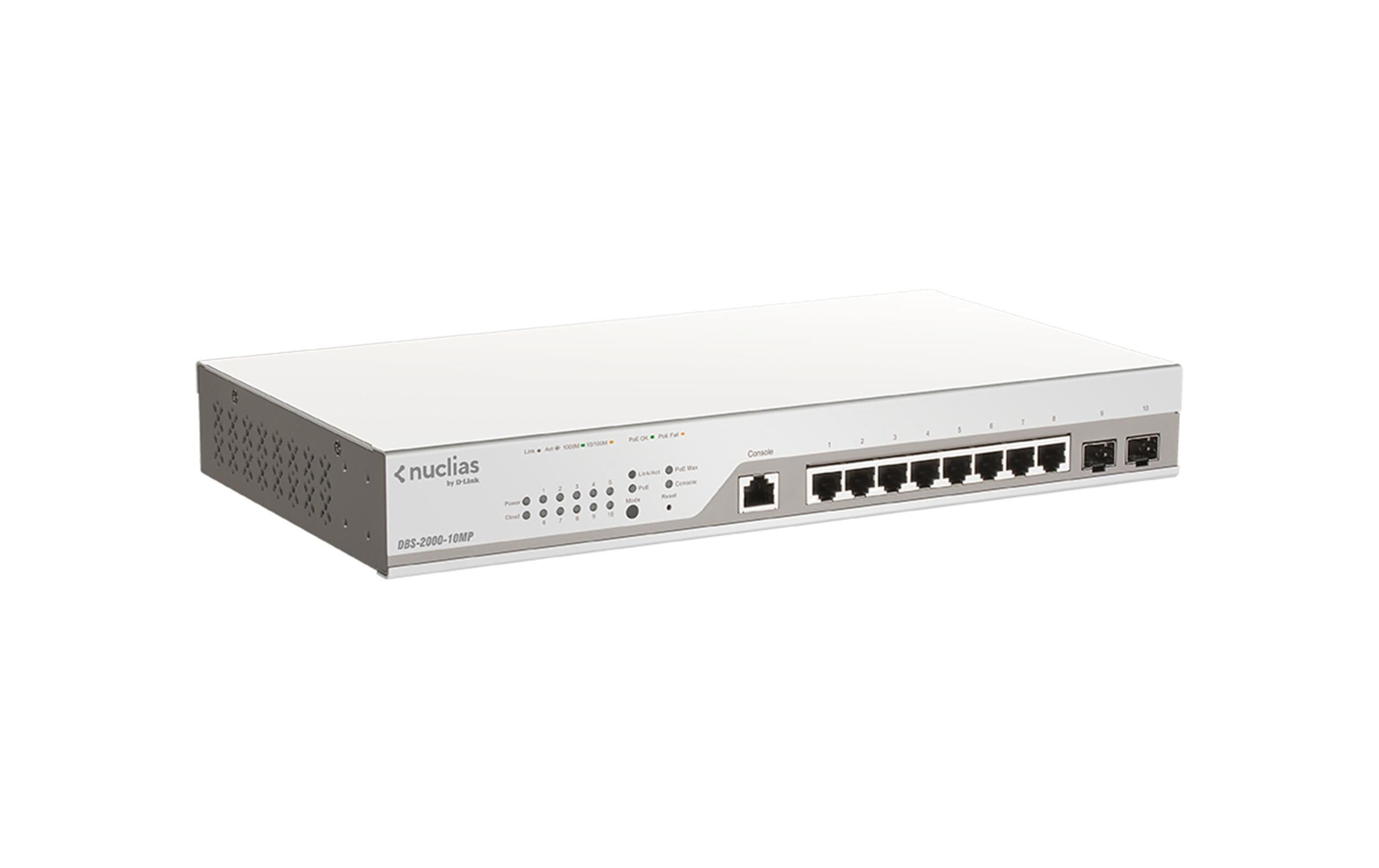 PoE+ Switch DBS-2000-10MP/E 10 Port<br>Nuclias Cloud-Managed Switches – DBS-2000 Serie