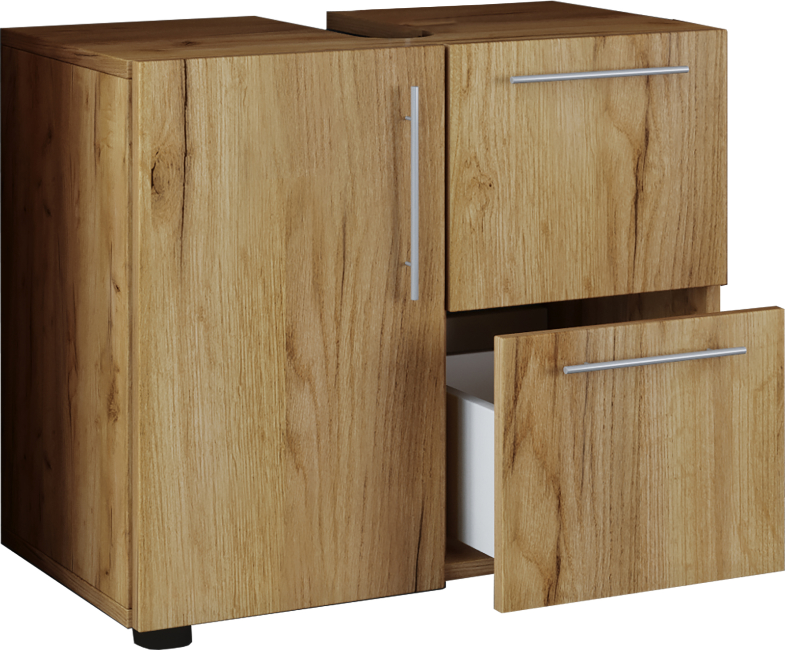 Badunterschrank FLANDU - Honig-Eiche - 61 cm breit