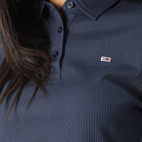 Polo Manches Longues Femme Crop Rib 3423 Bleu Marine