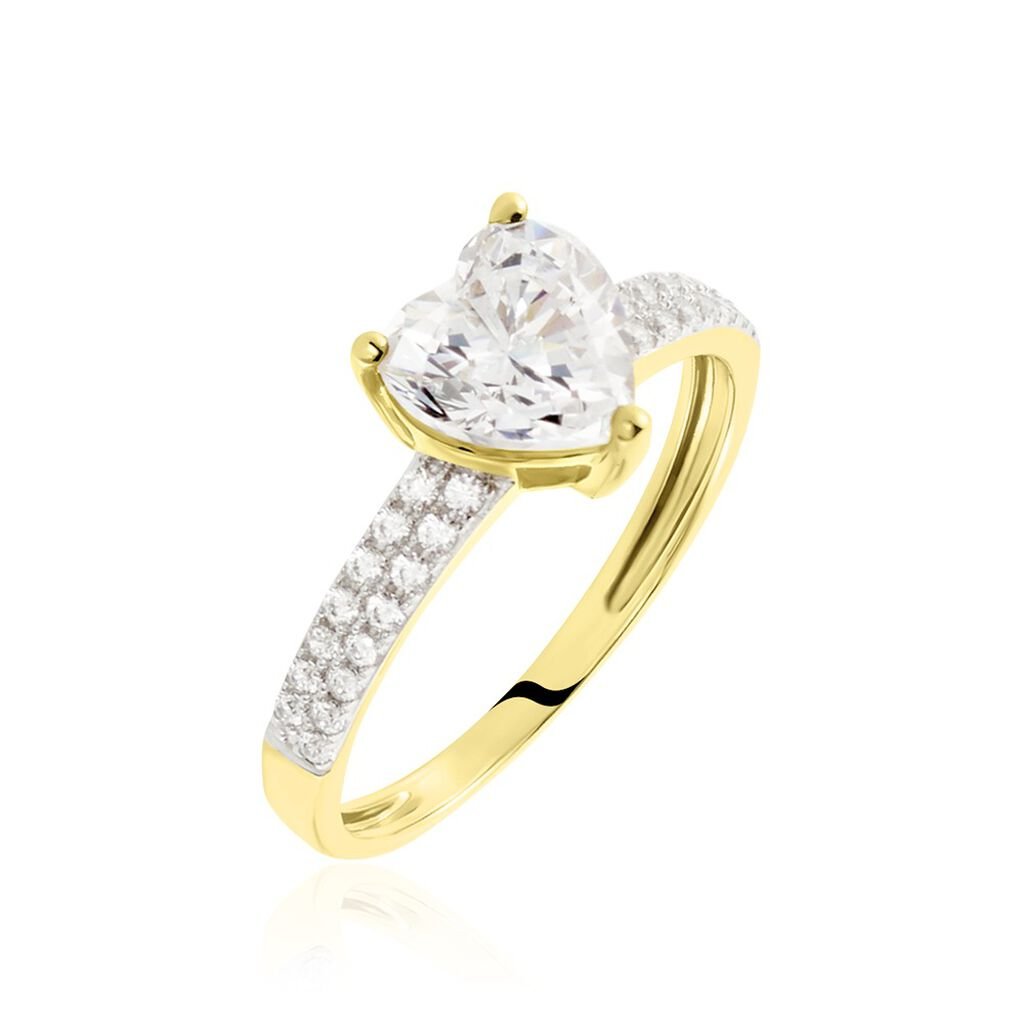 Solitaire Accompagné Or Jaune Kaylan Oxyde De Zirconium