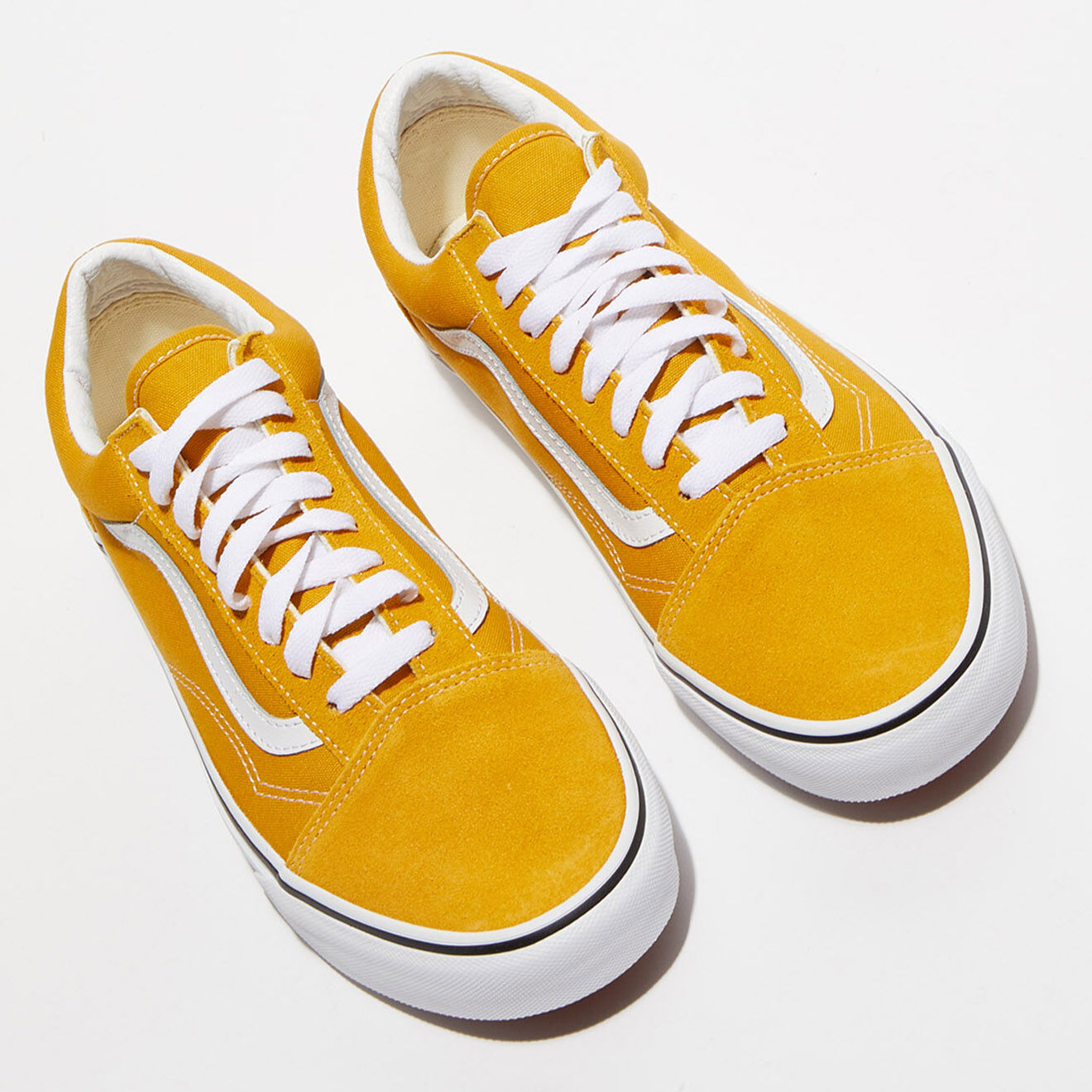 Vans Baskets en Velours de Cuir & Toile Old Skool jaunes