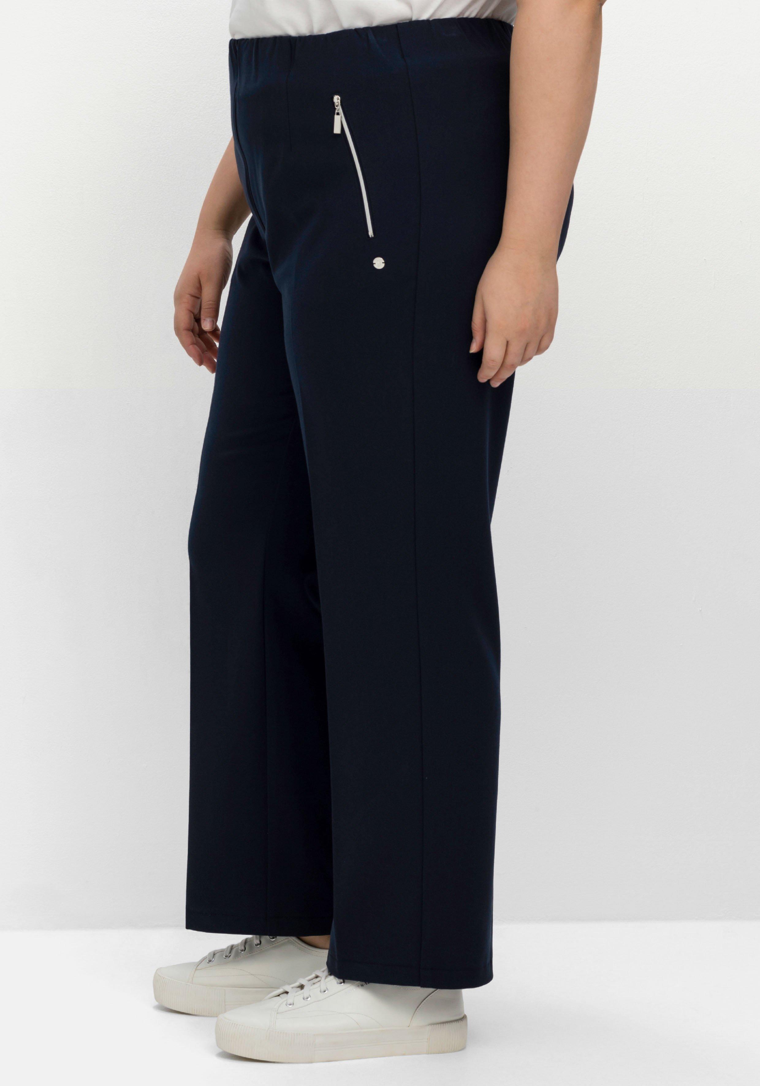Schlupfhose mit Bügelfalten und Deko-Zipper