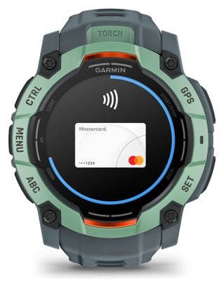 Montre GPS Garmin Instinct 3 AMOLED - 50 mm Vert Neotropic avec Bracelet en Silicone Bleu Twilight
