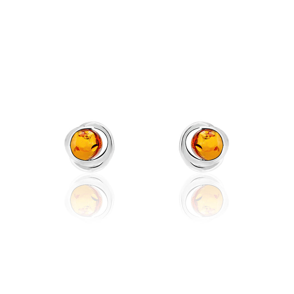 Boucles D'oreilles Argent Blanc Franjo Ambre