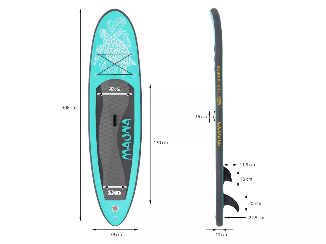 Stand up paddle board gonflable SUP Maona turquoise 308 cm ECD Germany