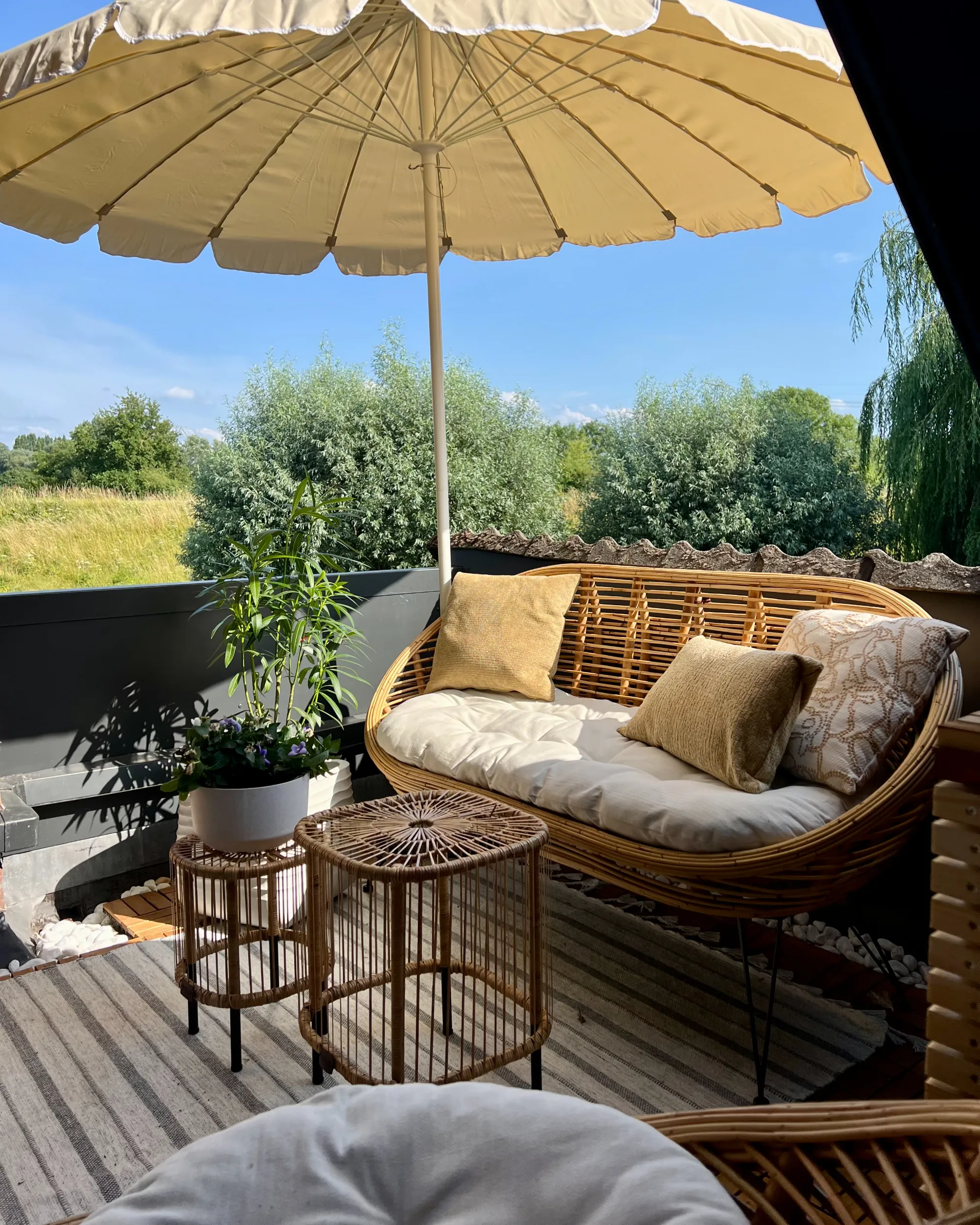 Loungeset met tafel 3-zits MARATEA/CESENATICO Rotan Natuurlijk