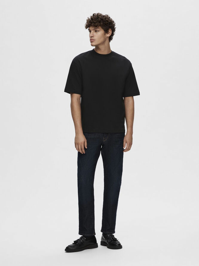 Selected Homme SLHLOOSEOSCAR SS O-NECK TEE NOOS Sort