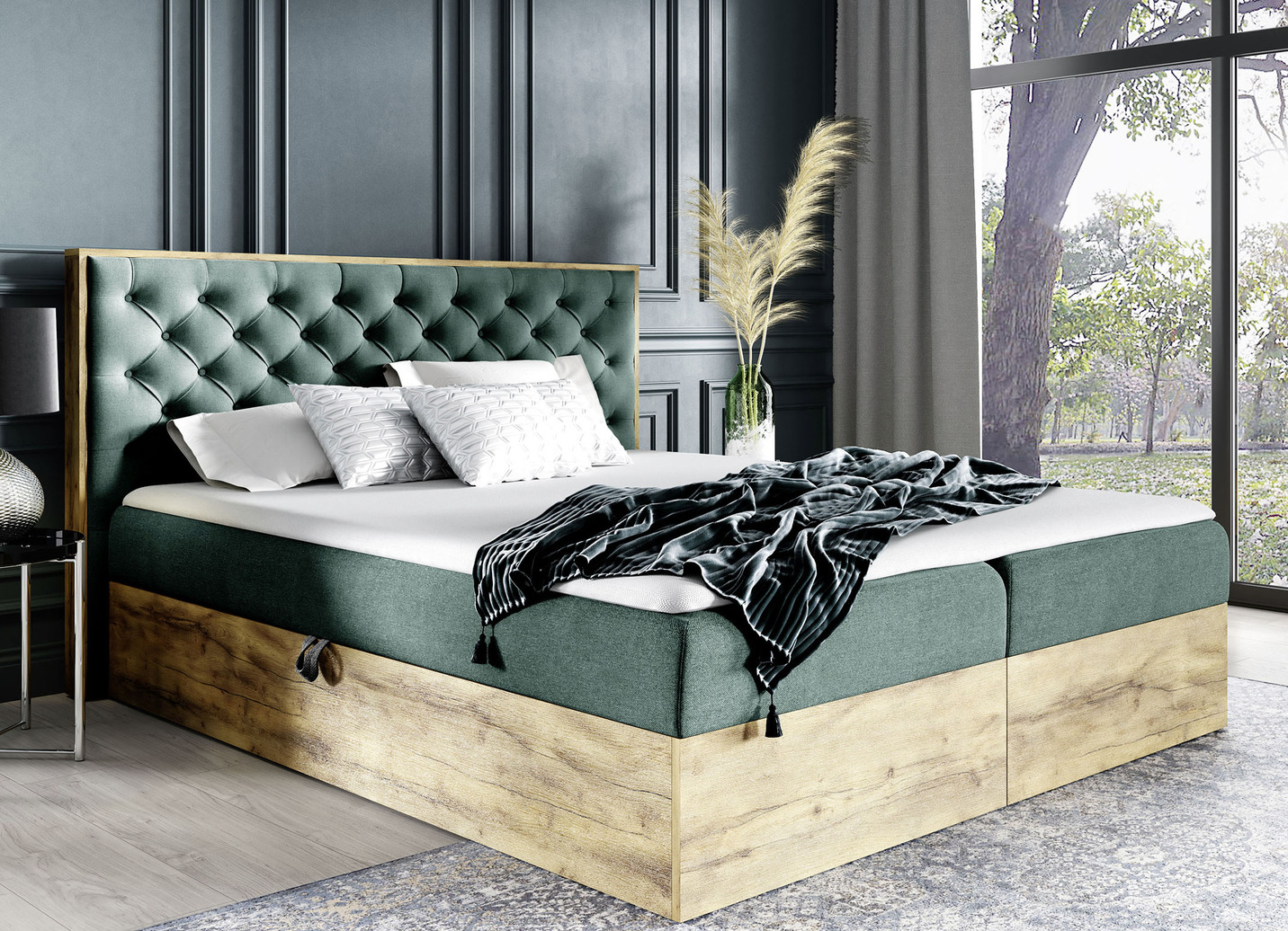 Boxspringbett mit Bettkasten und Topper
